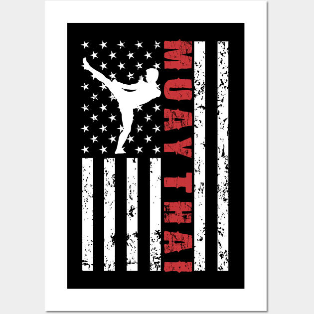 Muay Thai American Flag - US Sports Wall Art by Pannolinno